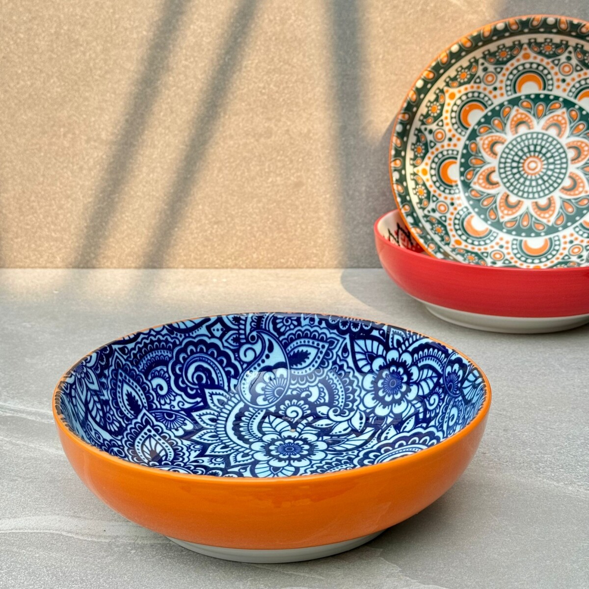 Juego De 3 Plato Bowl Cerámica Ø 23cm x Alto 6cm 