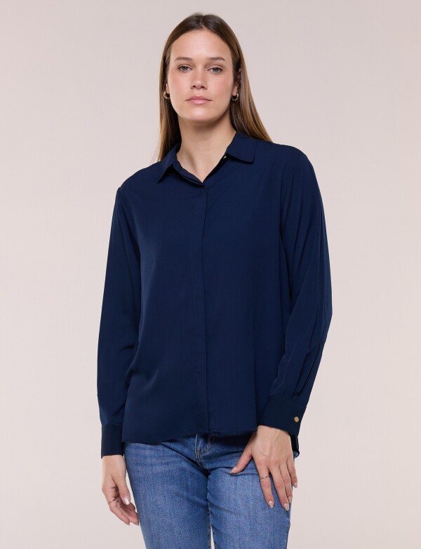 Camisa Clásica Abotonadura Oculta AZUL