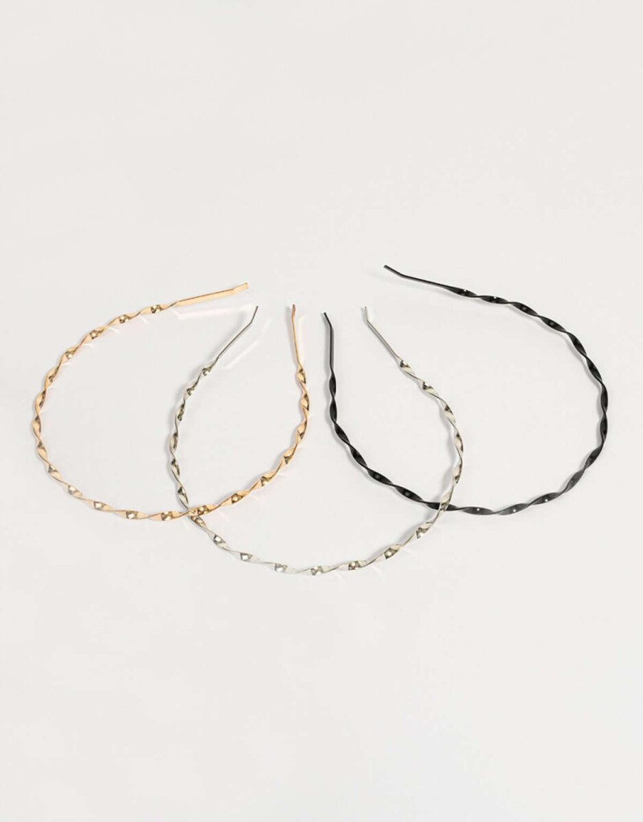 Set De Vinchas Metallic - Combinacion Tricolor 