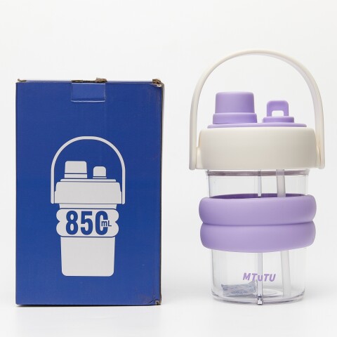 BOTELLA DE AGUA PORTÁTIL DE DOBLE CARA CON PAJITA (850 ML/BLANCA) BOTELLA DE AGUA PORTÁTIL DE DOBLE CARA CON PAJITA (850 ML/BLANCA)