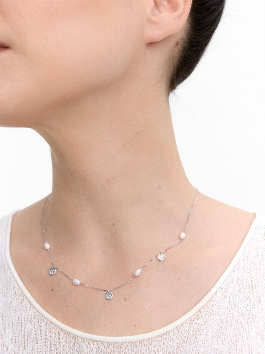 Collar Con Perlas De Agua Dulce - Plata De Ley 925 plateado