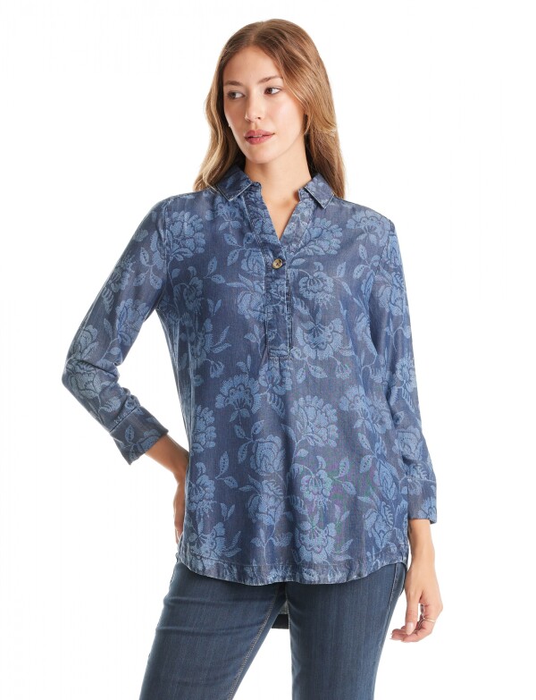 Blusa Lyocell Flores JEAN OSCURO