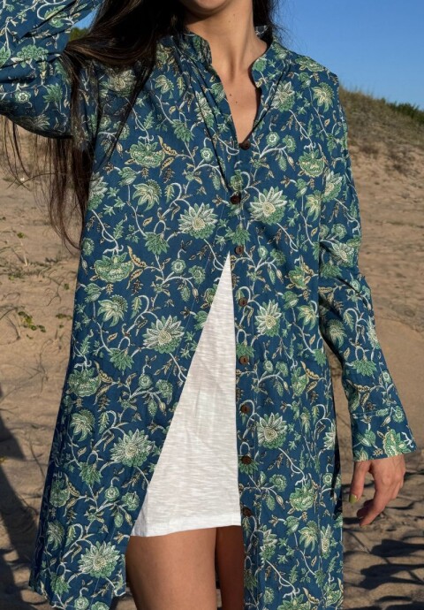 Camisa Cala Block Print Azul