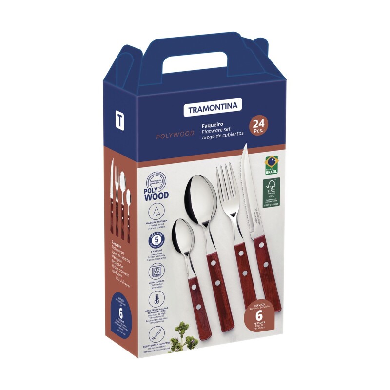 JUEGO DE CUBIERTOS 24 PIEZAS POLYWOOD - 21199/705 JUEGO DE CUBIERTOS 24 PIEZAS POLYWOOD - 21199/705