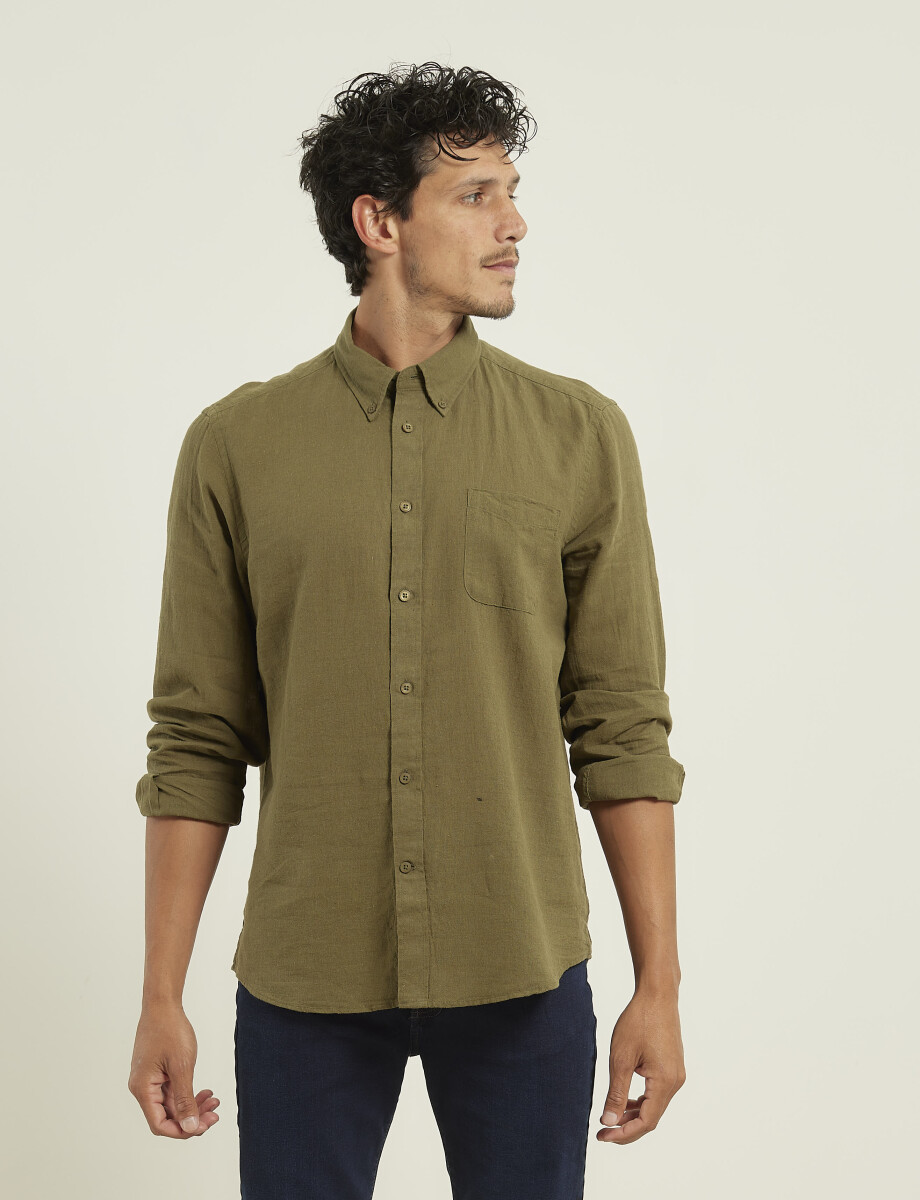 011665 CAMISA DE LINO HARRINGTON LABEL Verde