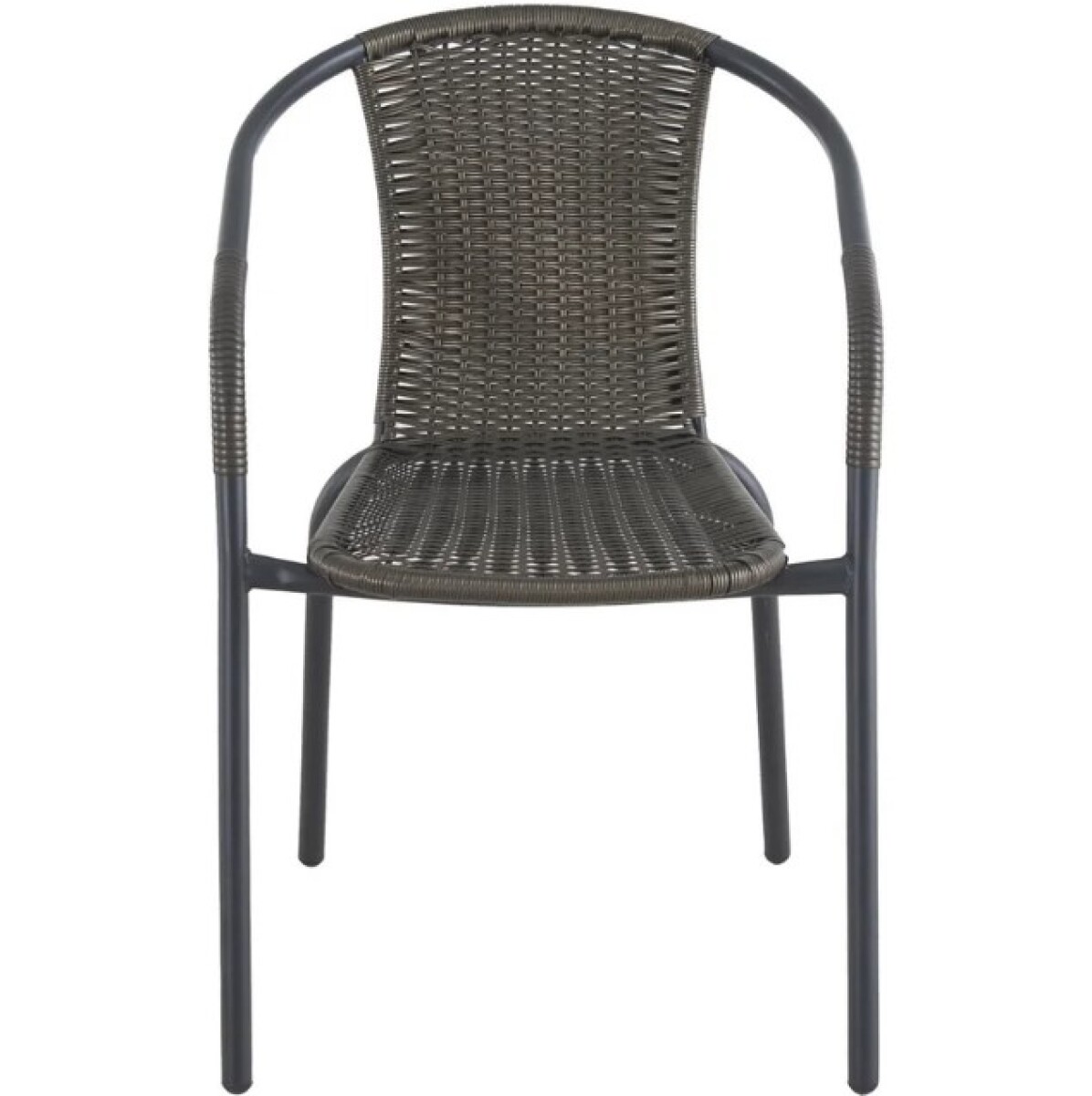 Silla de Exterior Apilable Simil Ratán Café con Apoyabrazos 