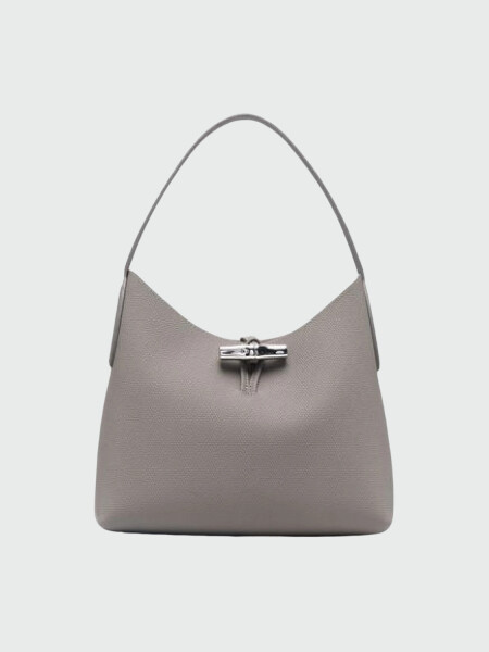 Longchamp -Cartera clásica de cuero, Roseau Gris