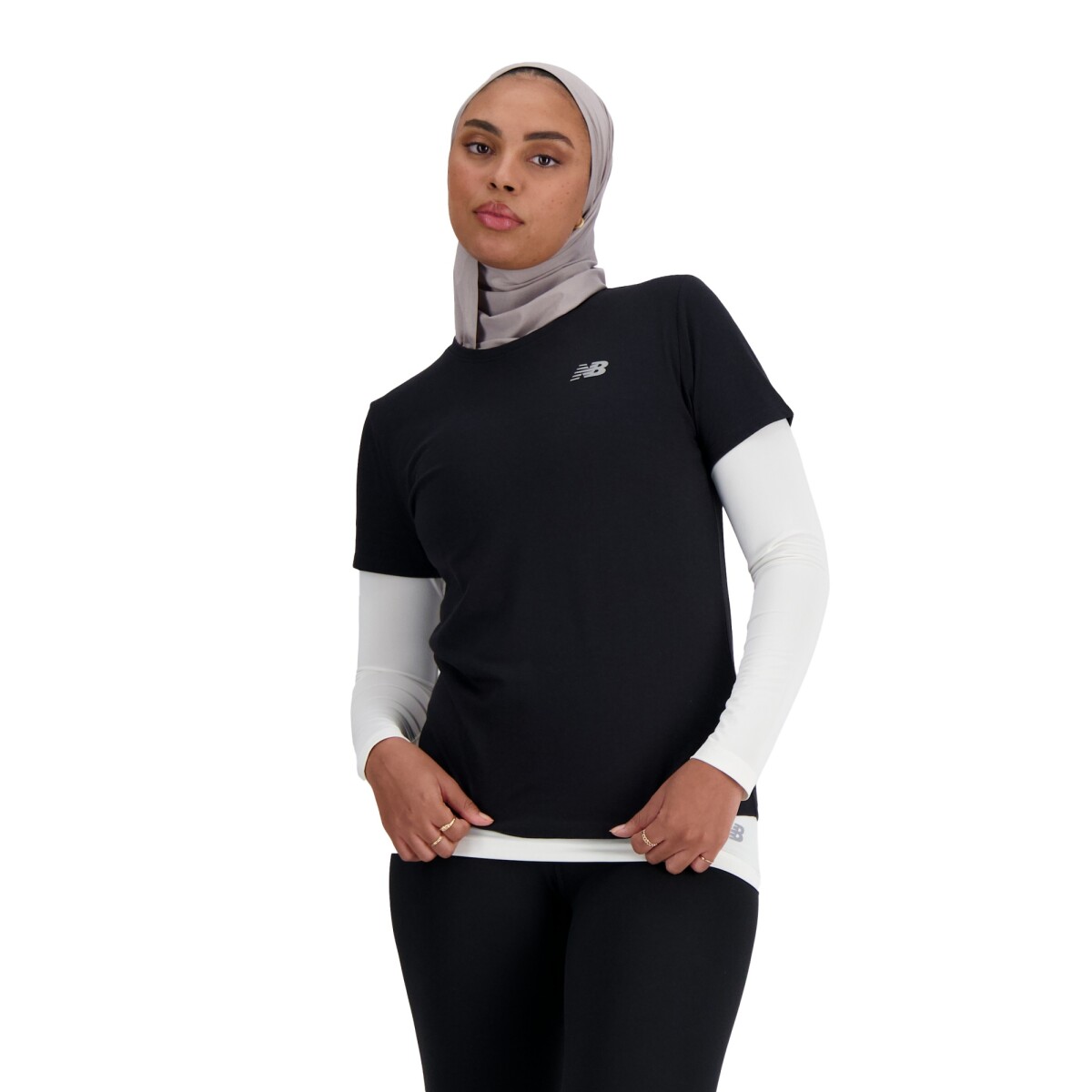 Remera New Balance de Dama - HEATHERTECH - WT41190BK - BLACK 