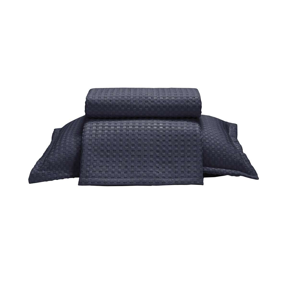 Juego Colcha y Funda Dohler Provenza 1 Plaza 100% Microfibra - Azul Marino 