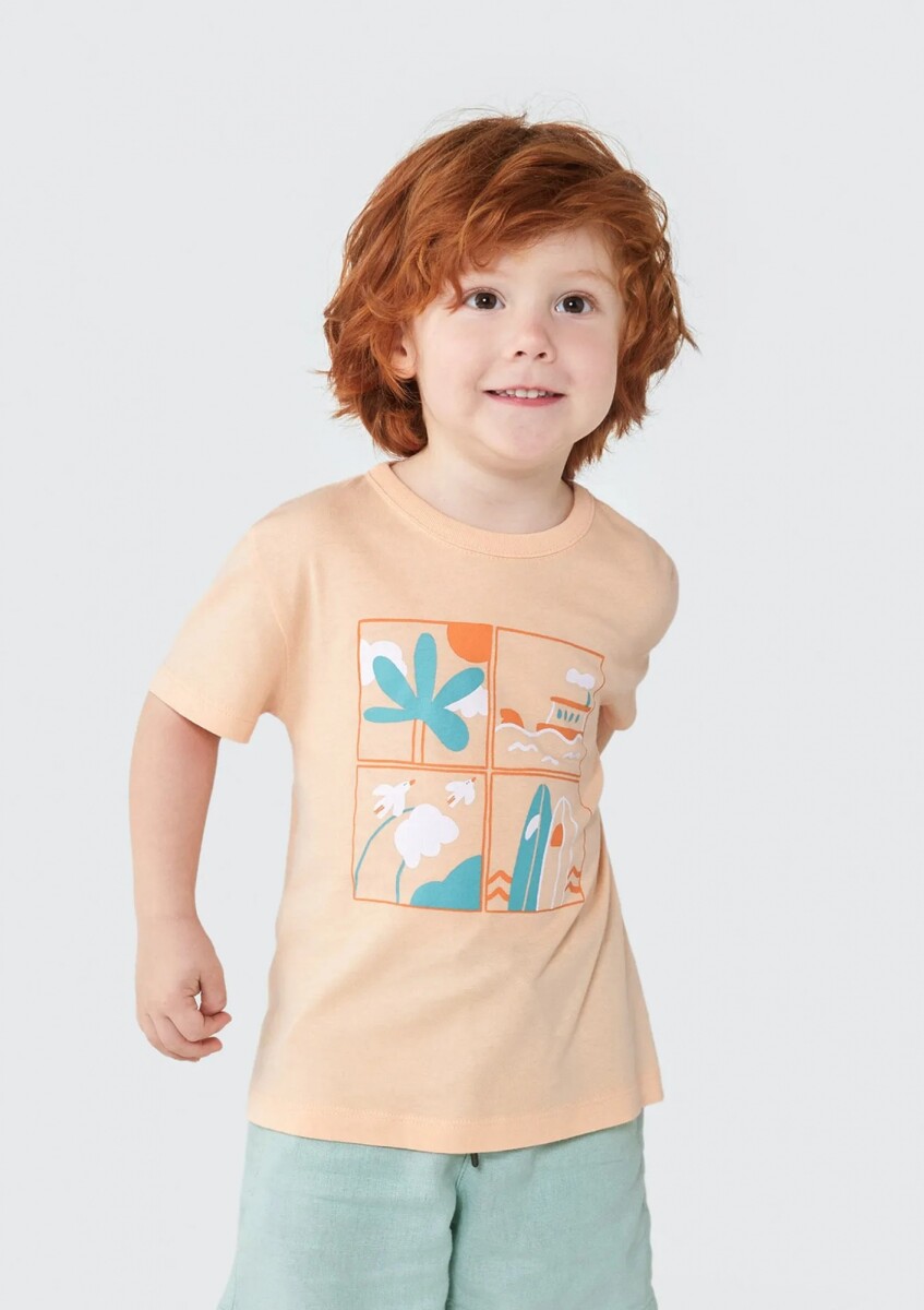 CAMISETA INFANTIL CON ESTAMPA - NARANJA 