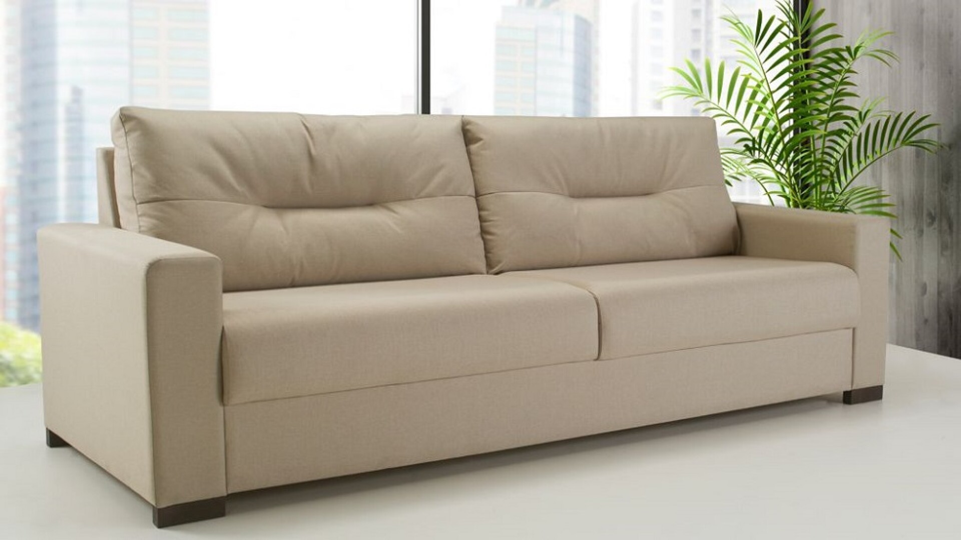 SOFA 3.5 CUERPOS - PU COLOR PERLA 