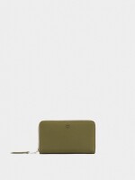 Cartera De Textura Suave Con Cierre De Cremallera M verde