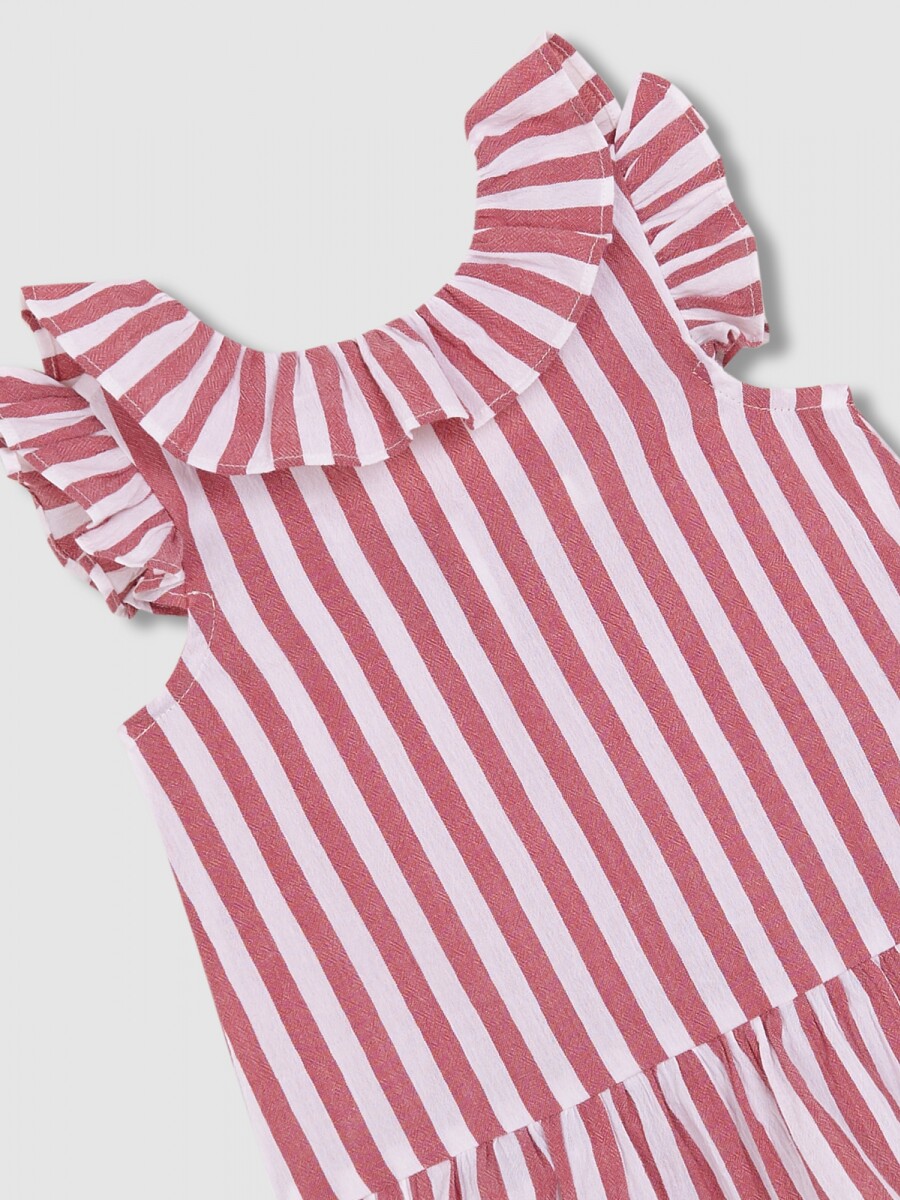 Vestido De Bambula De Rayas Piedra