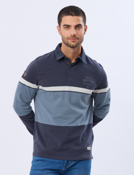 REMERA POLO RAYADA DE ALGODON Piedra