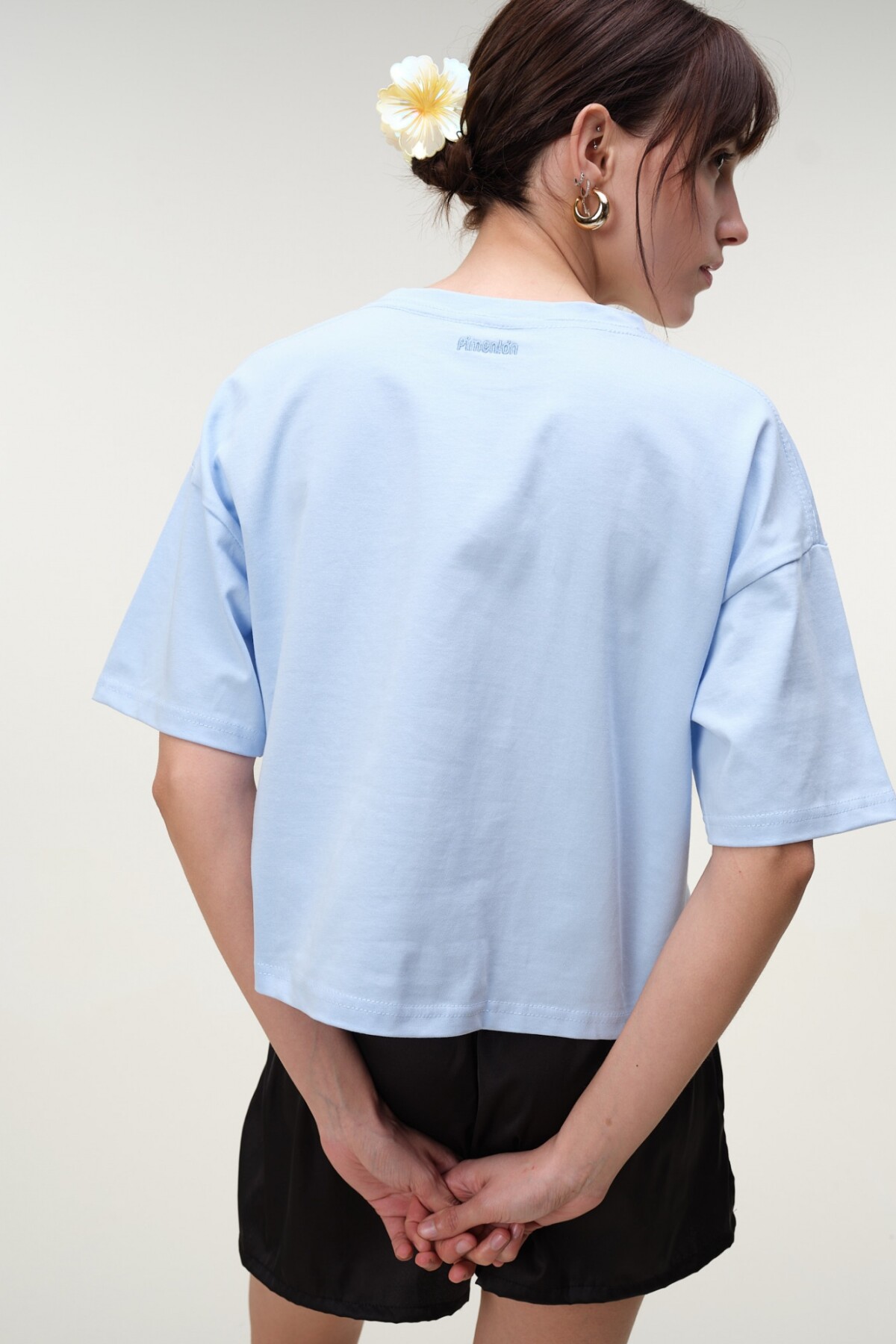 Remera Boxy Algodón Celeste