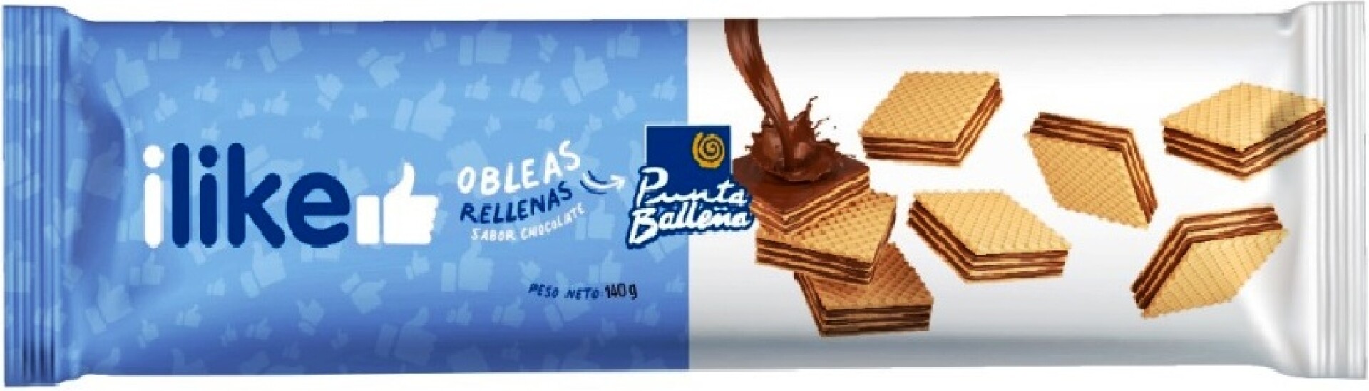 WAFFLE OBLEA CUADRADA ILIKE 140G CHOCOLATE 