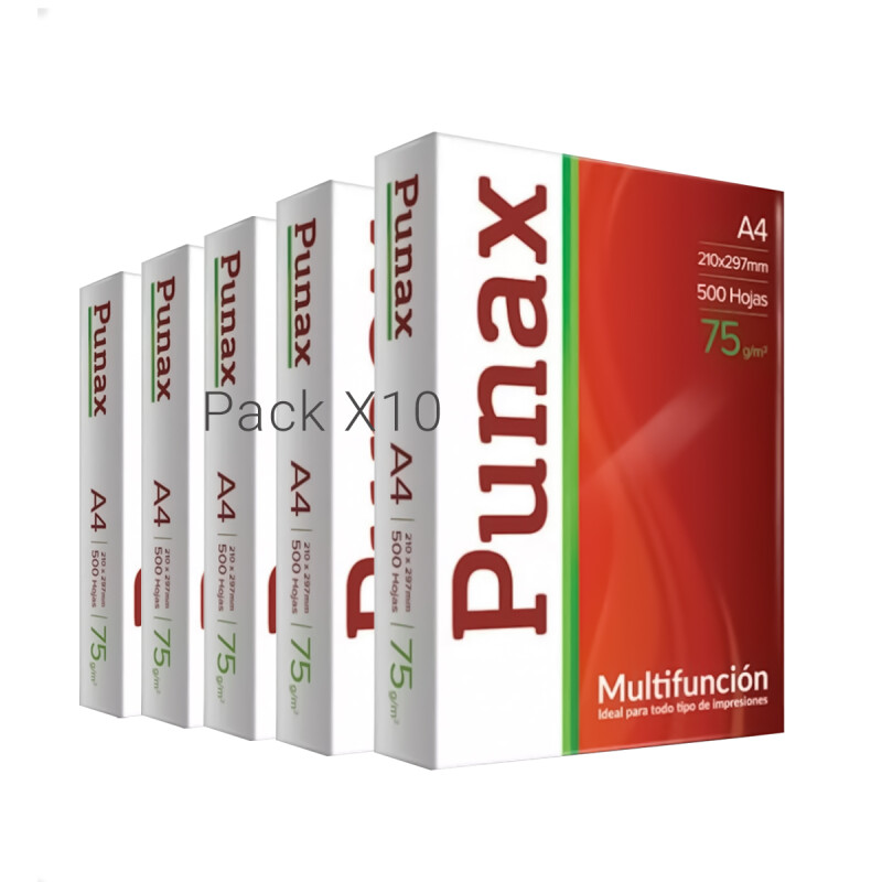 Resma Punax A4 multifunción de 500 hojas de 75g blanco X10