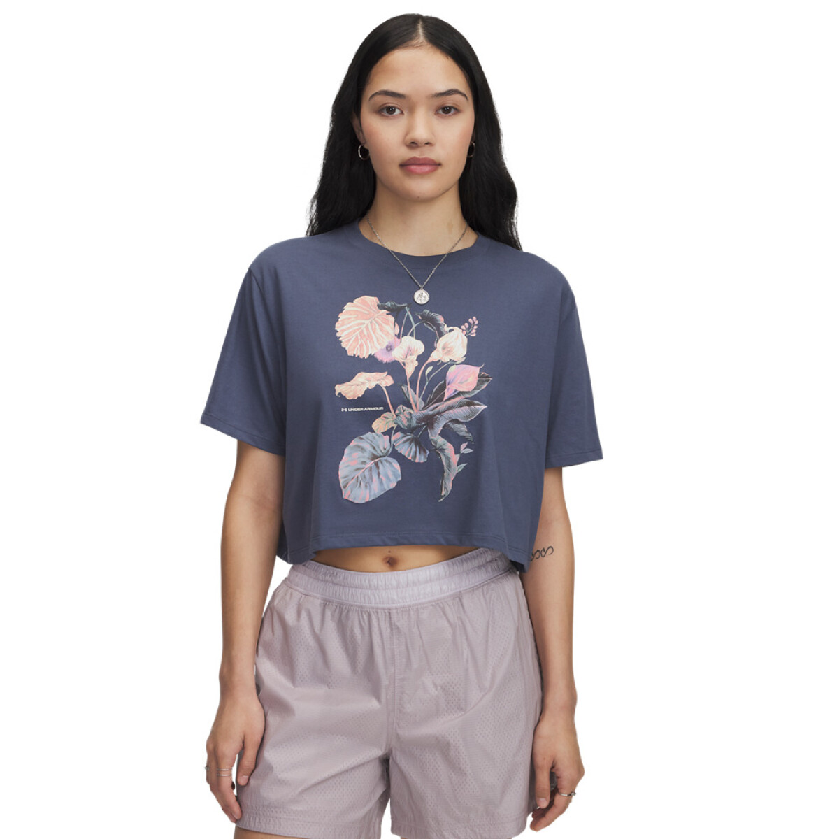 UA HWT Floral Graphic SS-GRY - GRY-044 