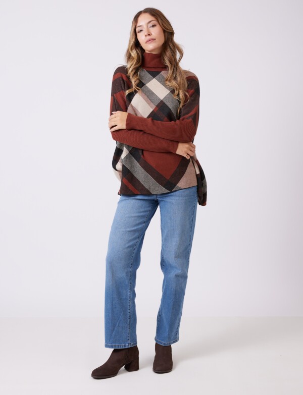 Polera Poncho Oversize MULTI/MARRON