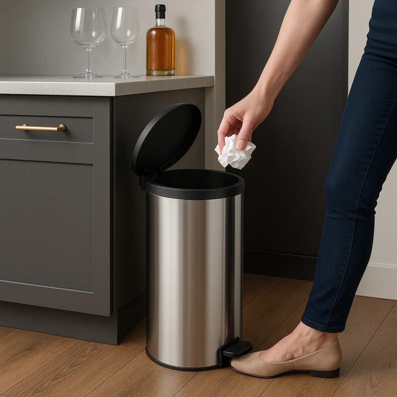 Papelera Basurero Tramontina con pedal Inox 30 litros Papelera Basurero Tramontina con pedal Inox 30 litros