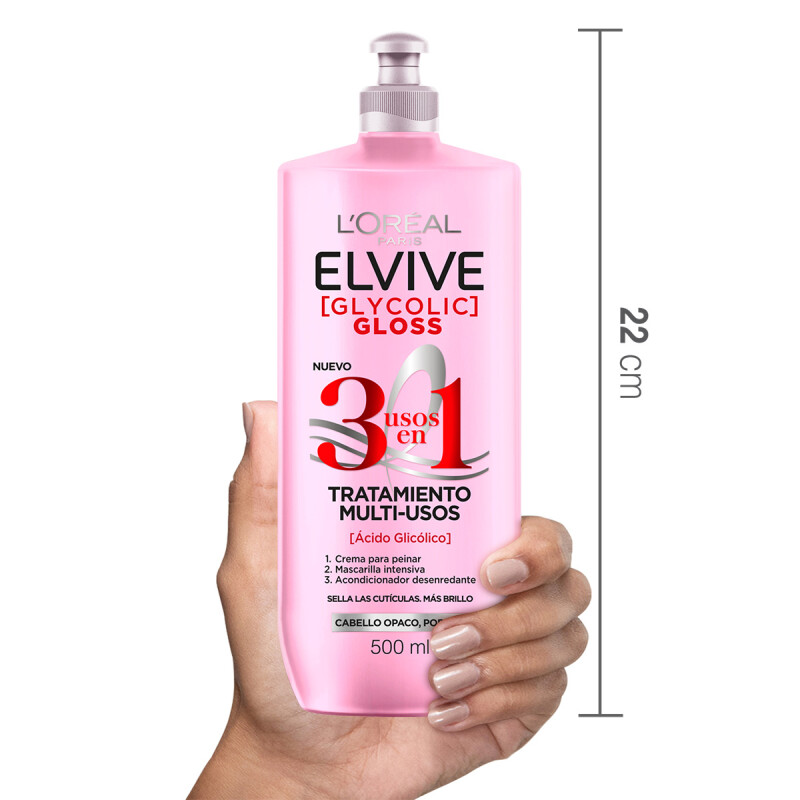 Tratamiento Multiusos 3 En 1 Elvive Glycolic Gloss 500 Ml. Tratamiento Multiusos 3 En 1 Elvive Glycolic Gloss 500 Ml.