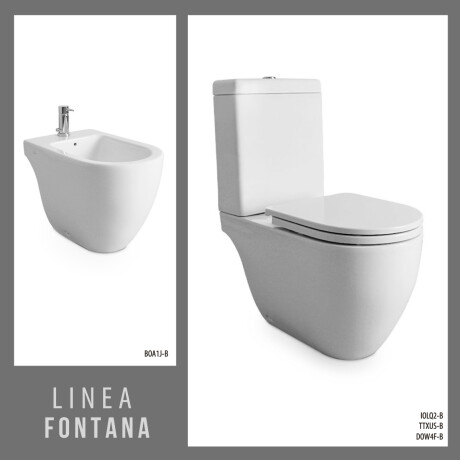 JUEGO DE INODORO CON MOCHILA Y BIDET INCLUYE TAPA MARCA FERRUM LINEA FONTANA BLANCO