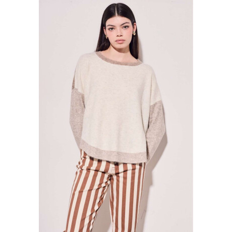 Sweater Color Block Beige Melange