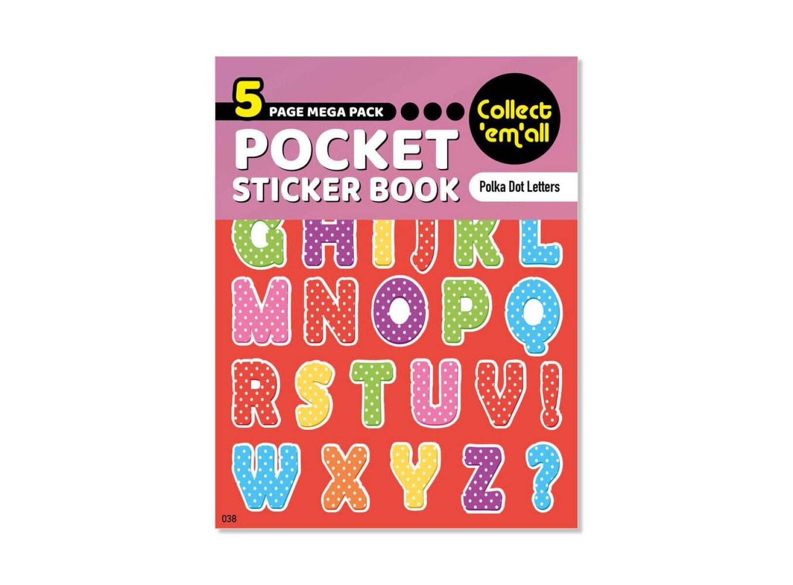 Stickers en Block de 5 Hojas - Letras con Lunares 