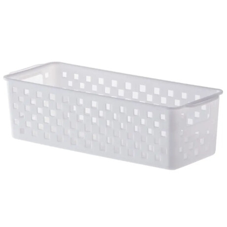 Caja Cesto Organizador Plástico Calado Quadratta 27x11x8Cm Blanco