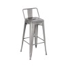 Taburete Tolix en metal con respaldo Gris