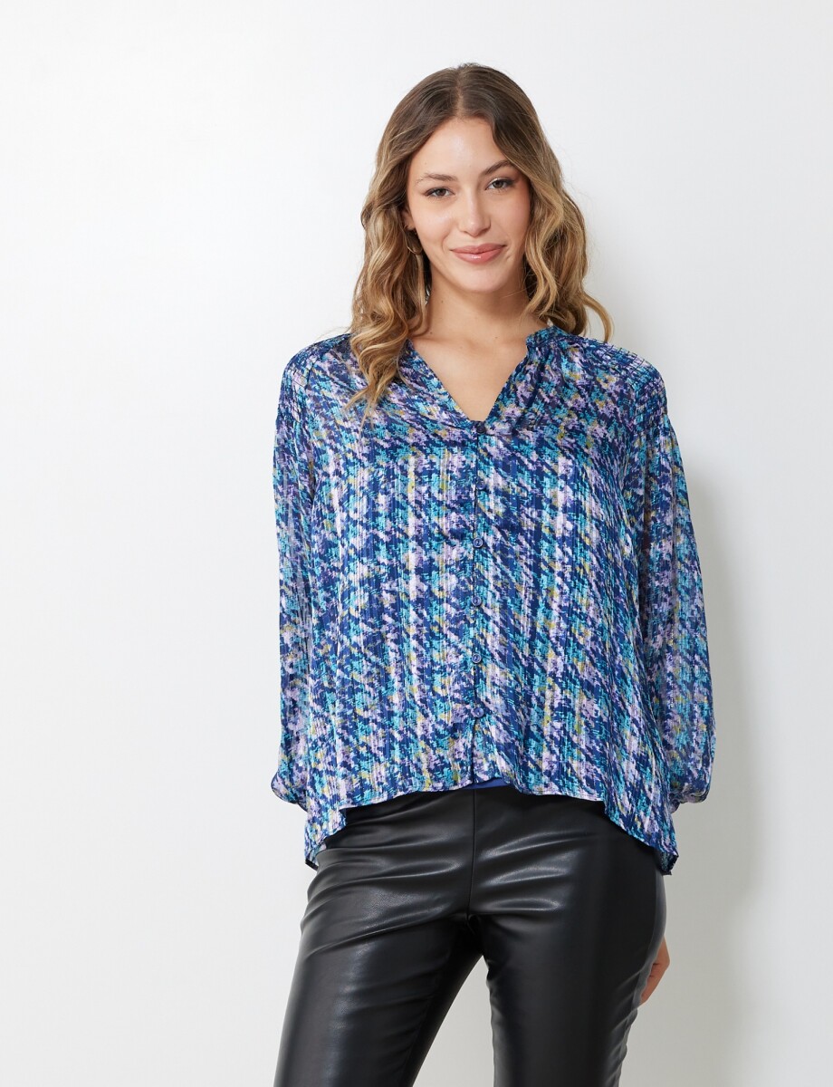 Blusa Gasa Lurex - Multi/azul 