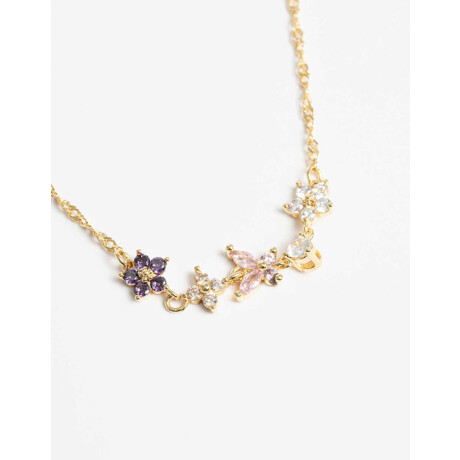 Collar Con Forcitas De Cubic Zirconia Dorado