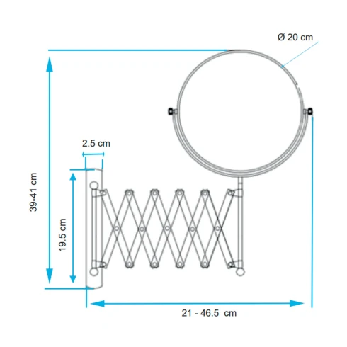 ESPEJO DE PARED EXTENSIBLE AUMENTO X3 20CM DE DIAMETRO AQUALIA 000