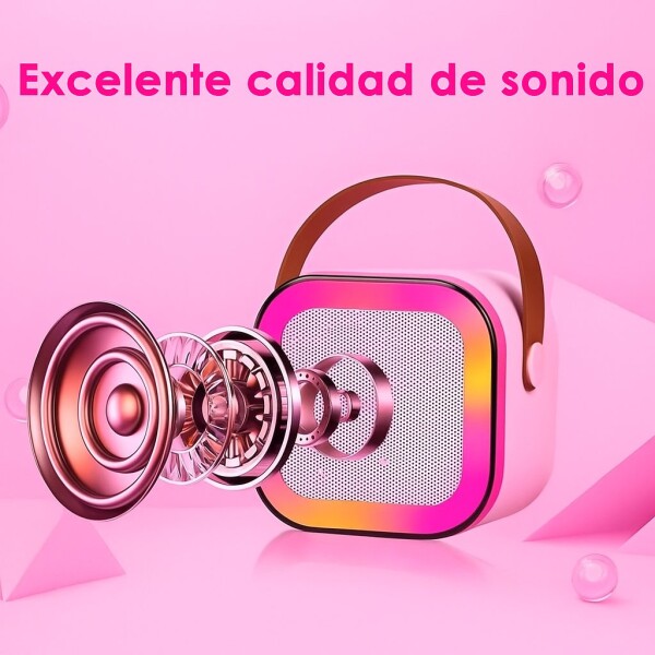 Parlante Karaoke Bluetooth Luces RGB Con Micrófono Portable Variante Color Rosa