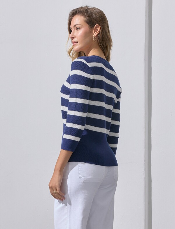 Buzo Botones AZUL/BLANCO