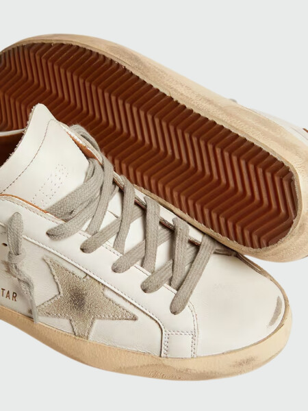 Golden Goose-SUPER STAR SUEDE STAR BROWN HEEL TAB Blanco