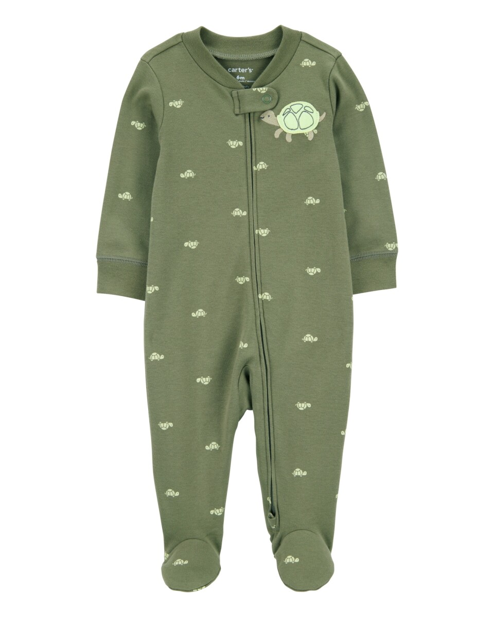 Pijama una pieza de algodón, con pie, diseño tortuga 