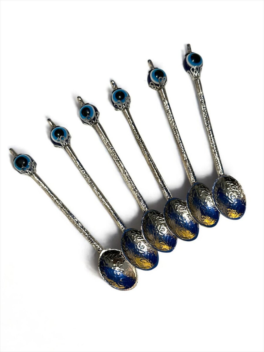 Set de cucharitas piedra plateadas - OJO TURCO 