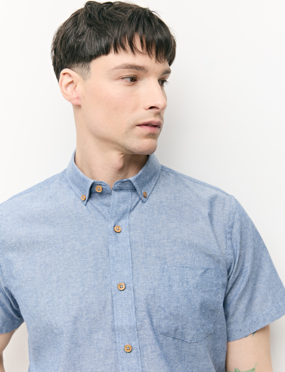012725 CAMISA COTTON WILL Azul Piedra
