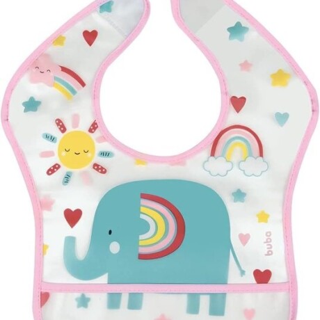 Babero impermeable con bolsillo elefante arcoiris