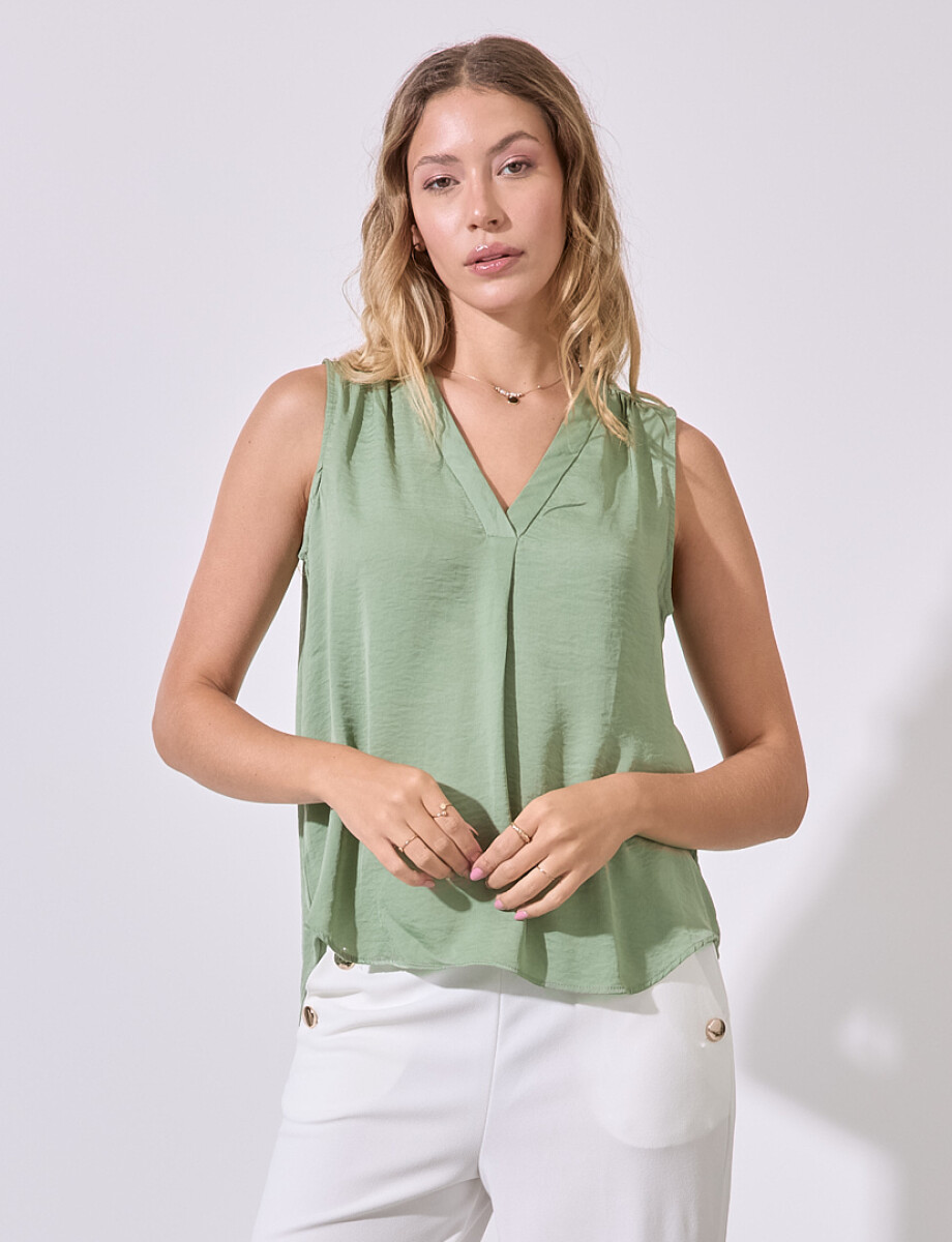 Blusa Saten - Oliva 