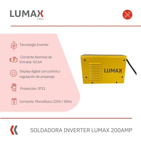 Soldadora Inverter Lumax 200AMP + Regalo Amarillo