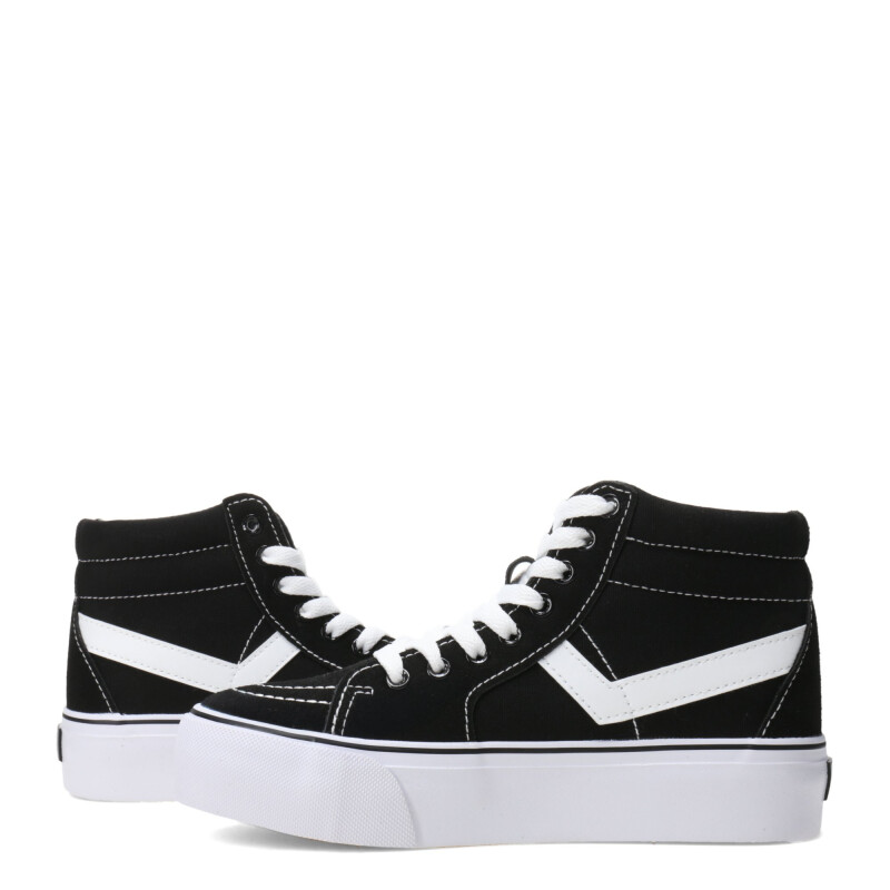 Botas Unisex PONY Plataforma Casual Lona Negro - Blanco