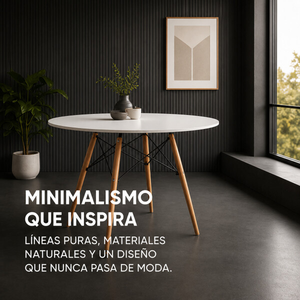 Mesa Comedor ComboHome Eames Redonda Laqueada 100Cm Premium Blanco 1