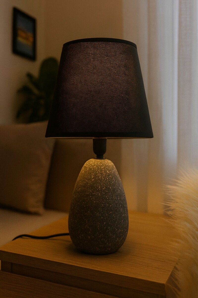Lampara Portatil De Mesa De Ceramica Gris Oscuro 