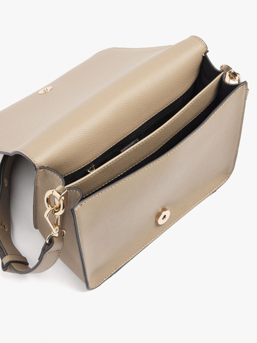 Bolso Bandolera Con Textura Y Solapa taupe