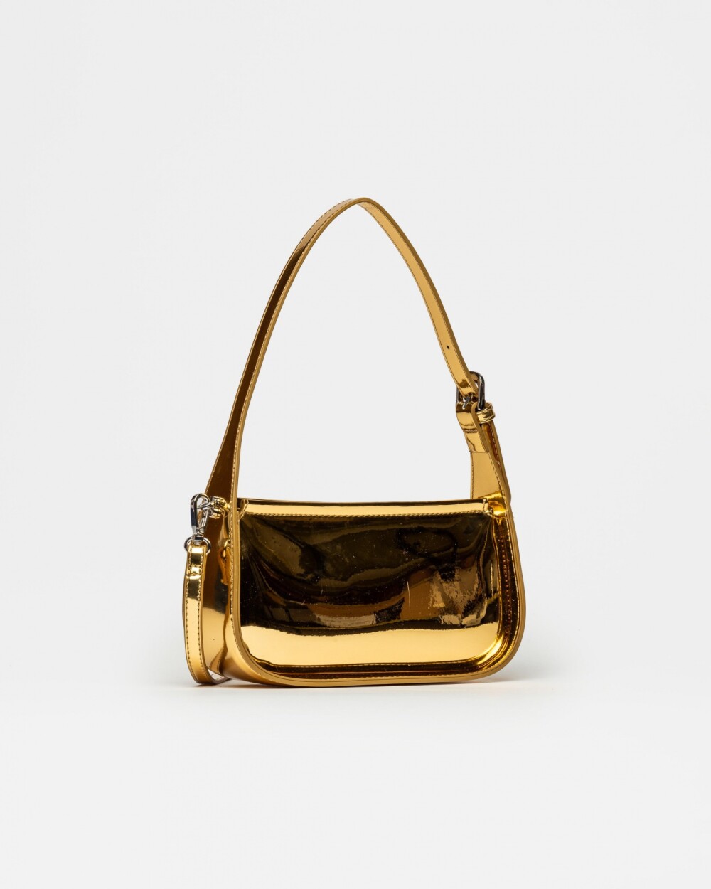 Cartera al hombro Leaf en efecto cuero charol Metalizado