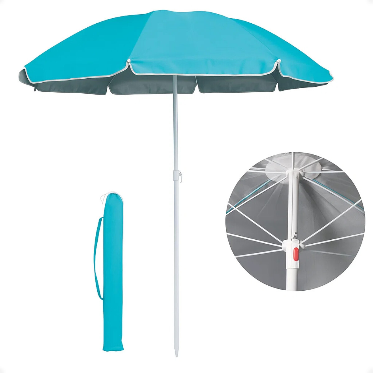 Sombrilla De Playa 145 Cm Con Filtro UV Y Funda - Celeste 