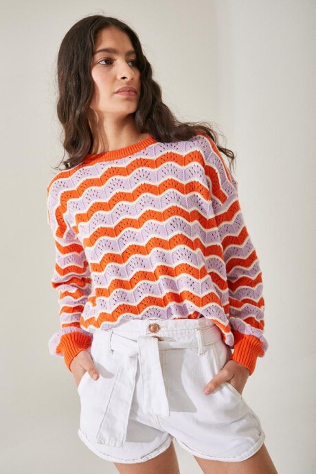 SWEATER AMBER LILA-NARANJA-CRUDO