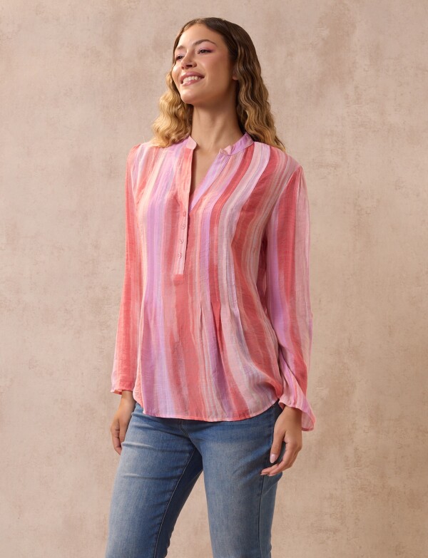 Blusa Gasa Print MULTI/CORAL